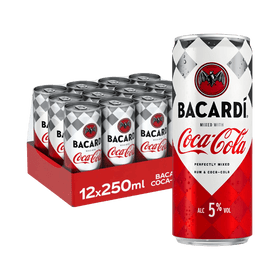 Bacardi Carta Blanca and Cola Cans 12 x 250ml
