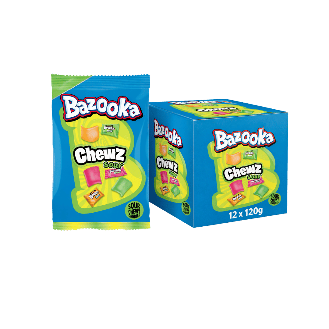 Bazooka Chewz Sour Chewy Candy 12 x 120g Packs