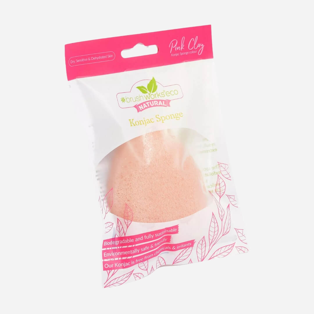 Brushworks Natural Pink Clay Infused Konjac Sponge