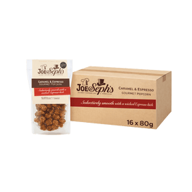 Joe & Seph Caramel & Espresso Popcorn Standard Pouch 16 x 80g