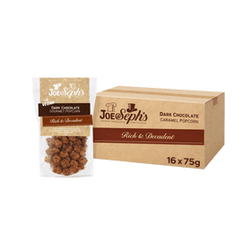 Joe & Seph Vegan Dark Chocolate Caramel Popcorn Standard Pouch 16 x 75g