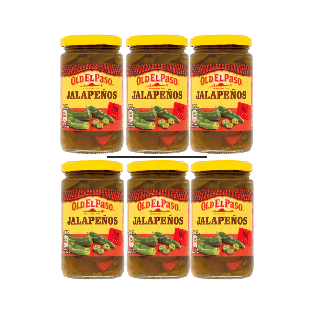 Old El Paso Sliced Green Jalapeno Peppers 6 x 215g Jars