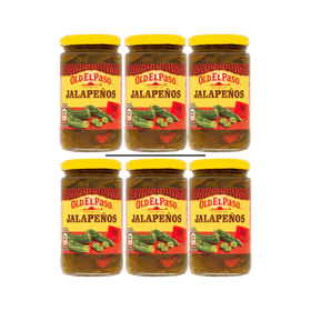 Old El Paso Sliced Green Jalapeno Peppers 6 x 215g Jars