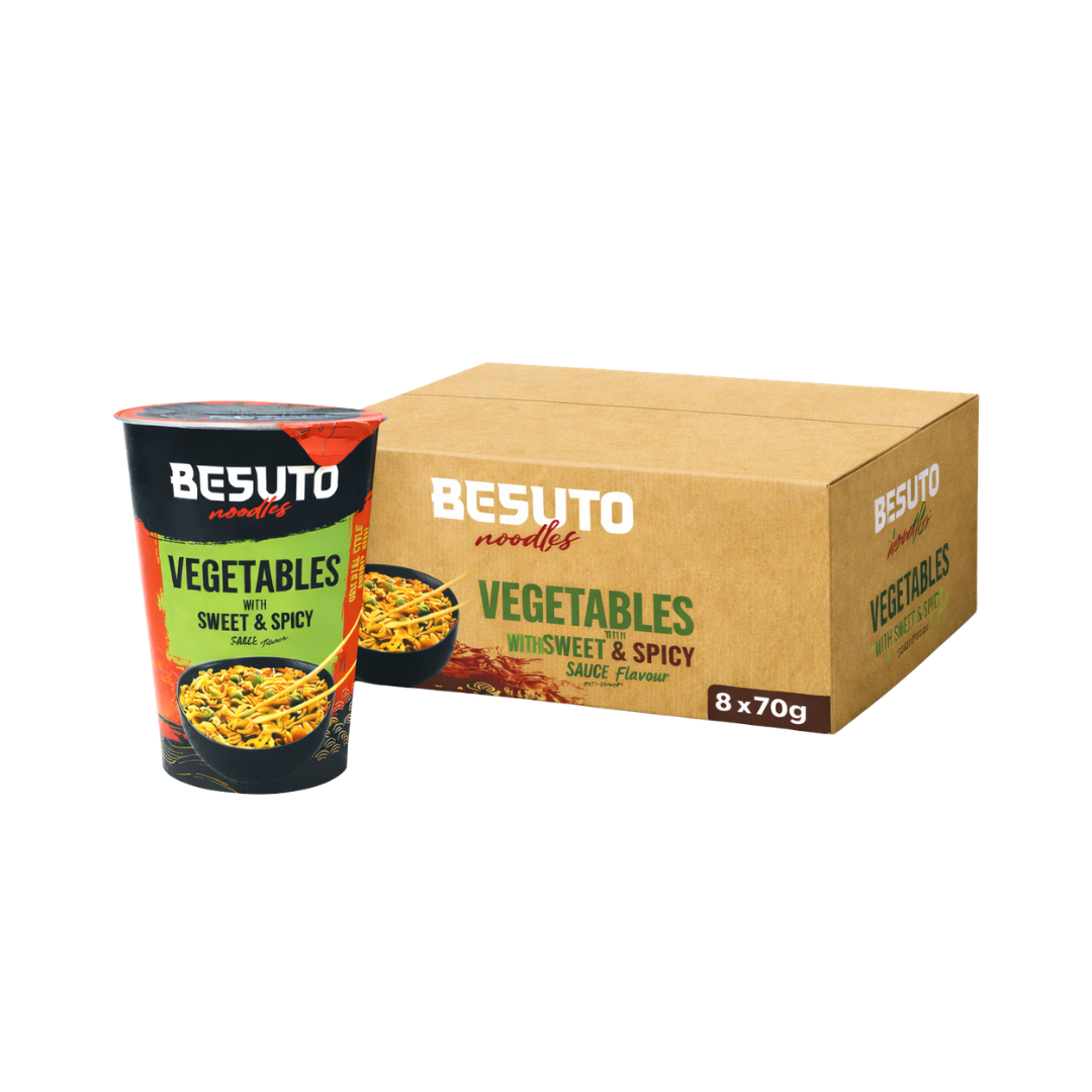 Besuto Noodles Vegetables With Sweet & Spice Sauce Flavour 8 x 70g Pots