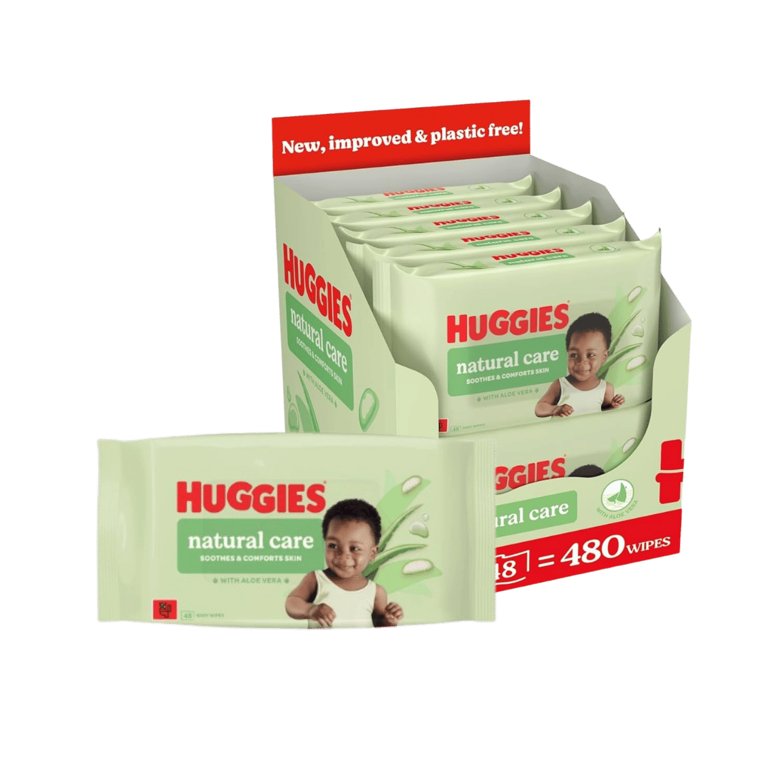 Huggies Natural Care Baby Wipes Plastic Free Pack of 10 (480 Wipes)