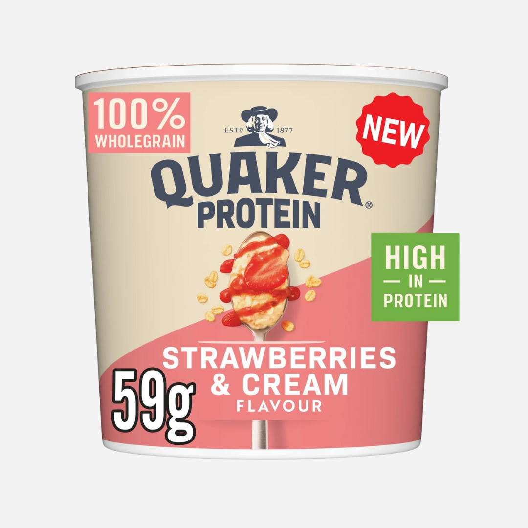 Quaker Oats High Protein Strawberries & Cream Porridge Pots