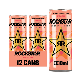 Rockstar Energy Drink - Zero Sugar Peach 12 x 330ml