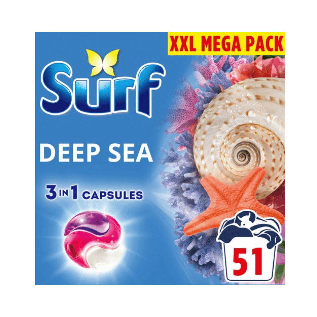 Surf 3 in 1 Laundry Washing Capsules Deep Sea 51 Washes