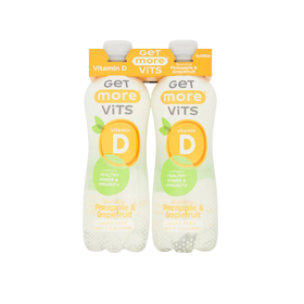 Get More Vits Vitamin D Sparkling Pineapple & Grapefruit 4 x 500ml Bottles