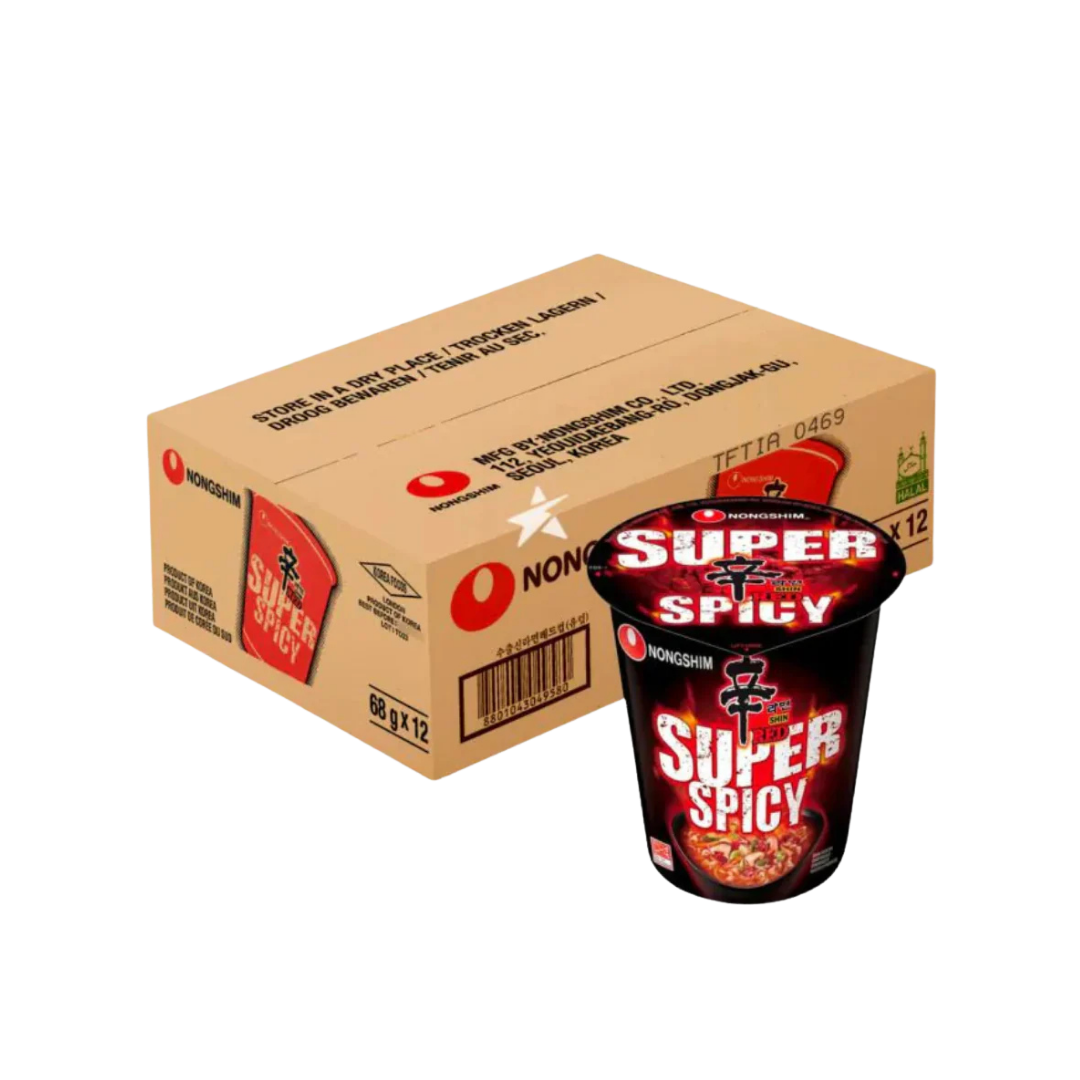 Nongshim Shin Red Ramyun Super Spicy Cup 12 x 68g Cups