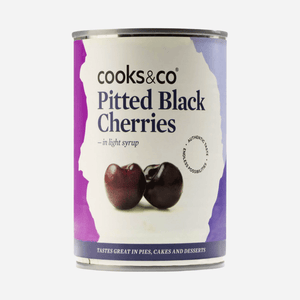 Cooks Co Pitted Black Cherries In Light Syrup