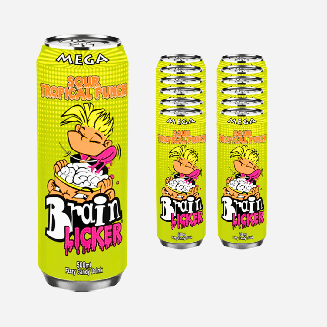 Mega Brain Licker Sour Tropical Punch Fizzy Candy Drink