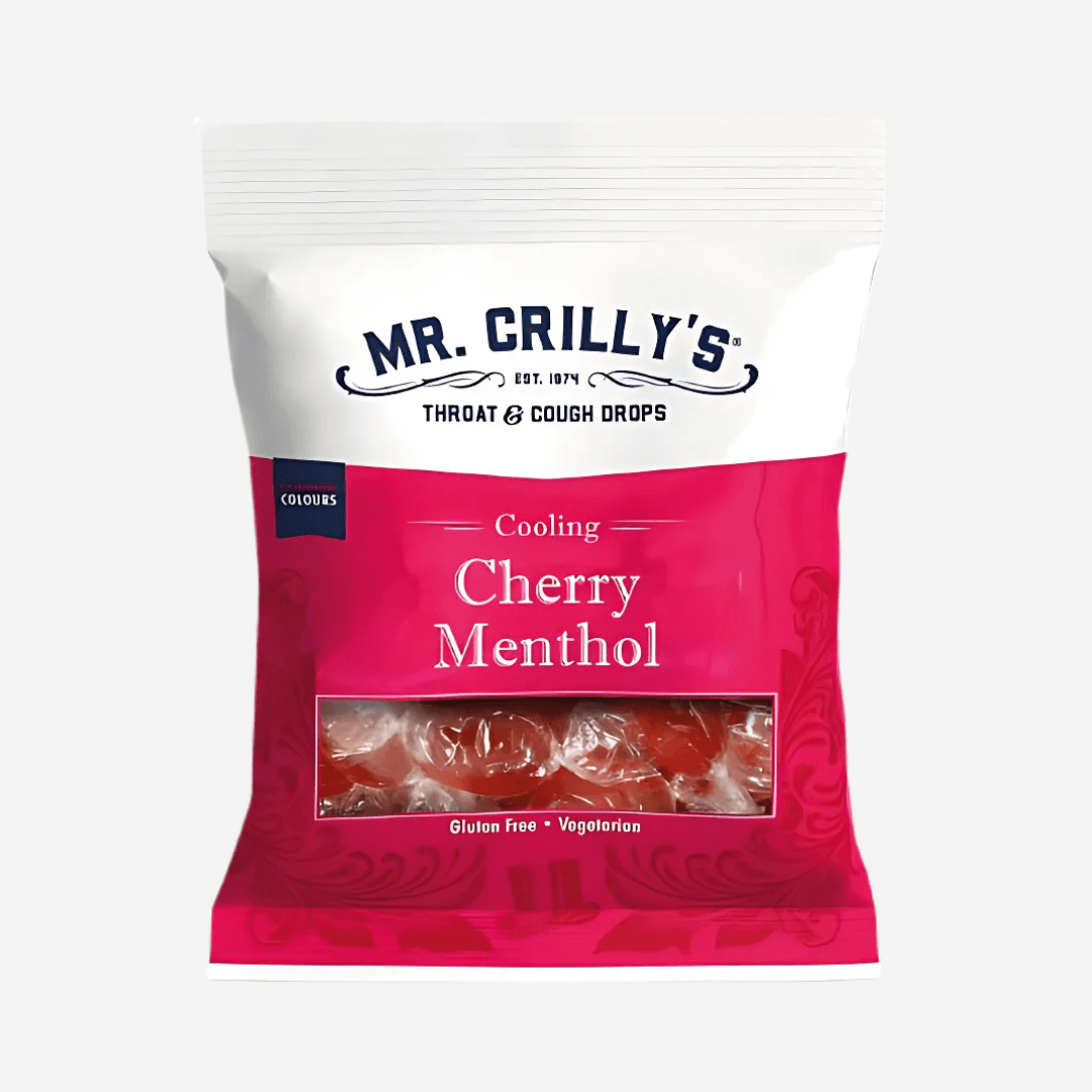 Mr Crilly's Throat & Cough Drops Cooling Cherry Menthol Sweets