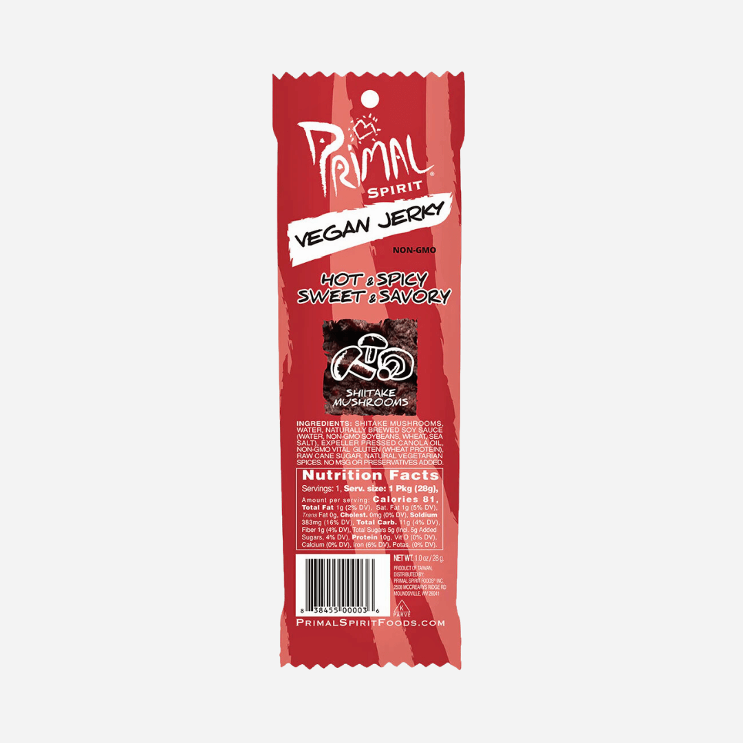 Primal Spirit Shiitake Mushroom Hot & Spicy Vegan Jerky