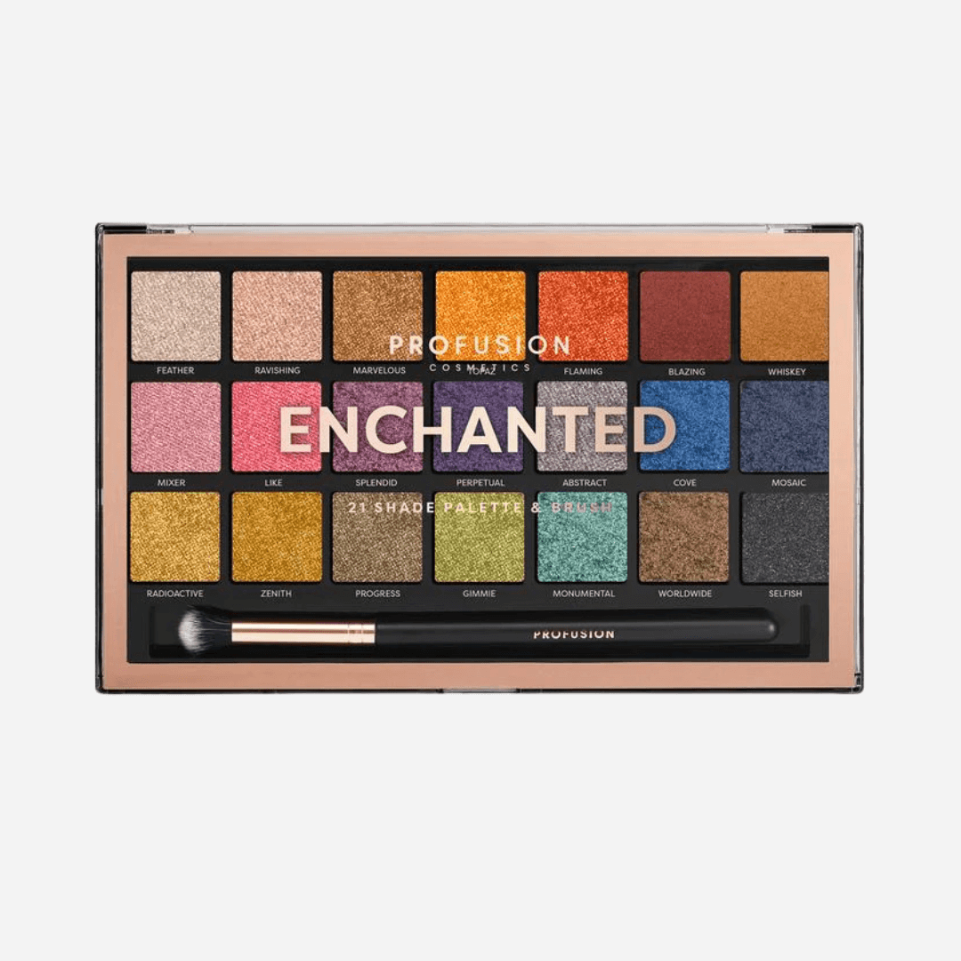 Profusion Cosmetics Enchanted Multi Shade Eye Shadow & Brush Palette