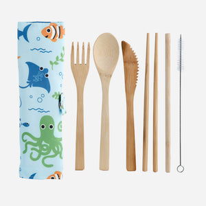 Puckator Biodegradable Bamboo Sea Life Cutlery Set