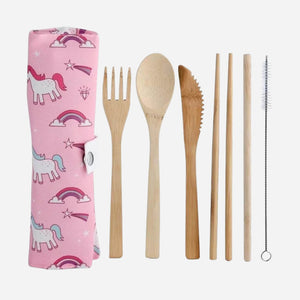 Puckator Biodegradable Bamboo Unicorn Cutlery Set