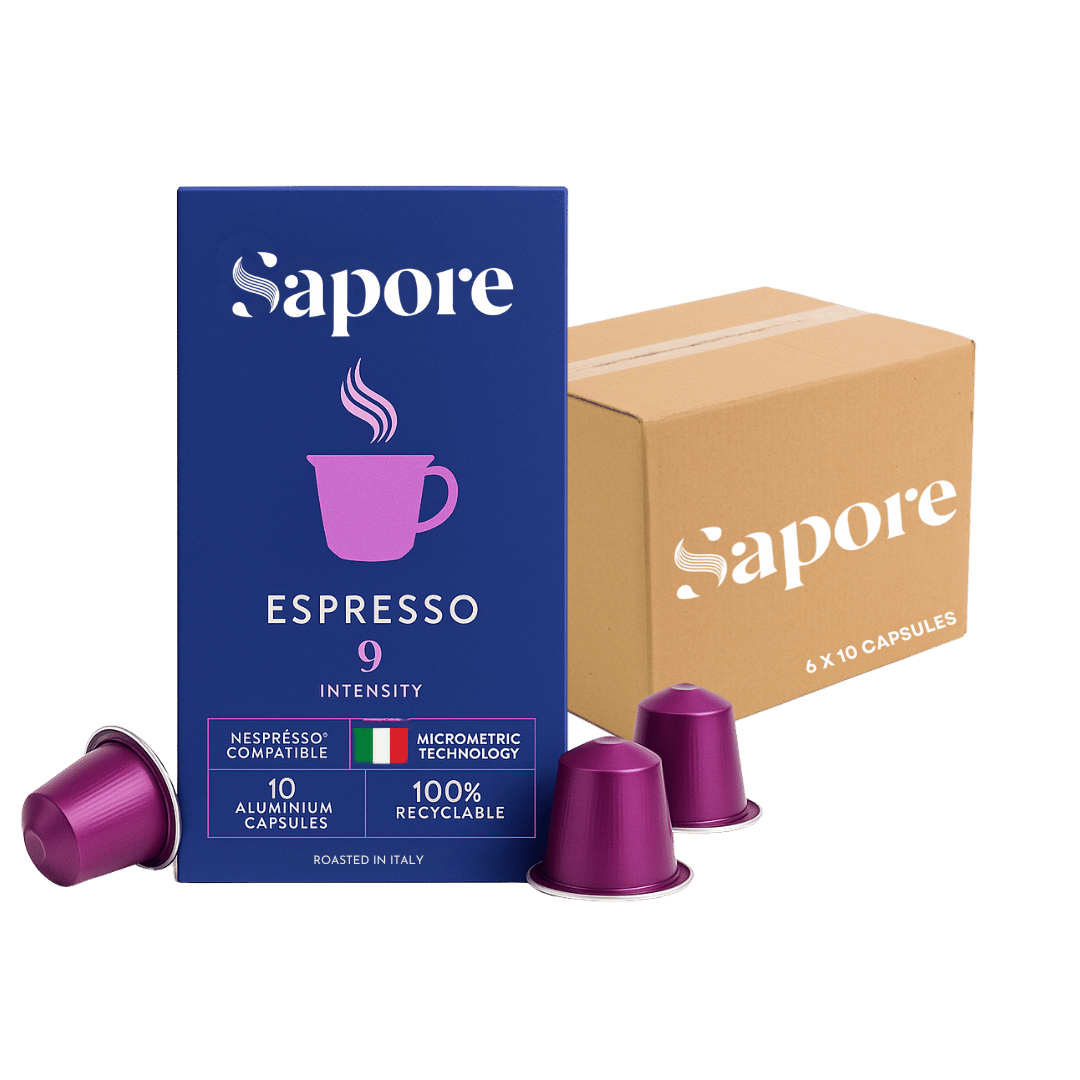 Sapore Espresso Italian Coffee Pods Nespresso Compatible 6 Pack