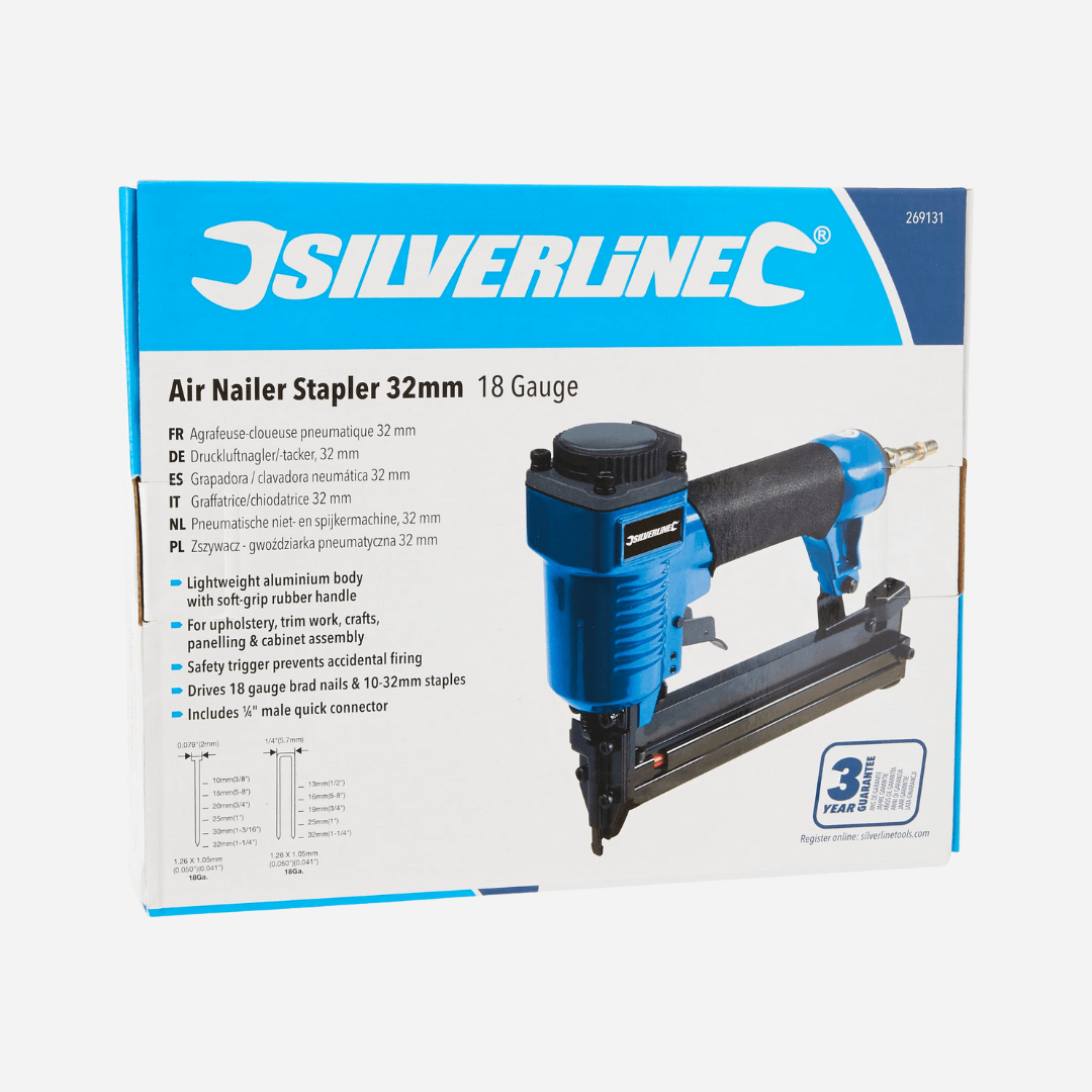 Silverline 269131 Air Nailer Stapler 32mm 18 Gauge